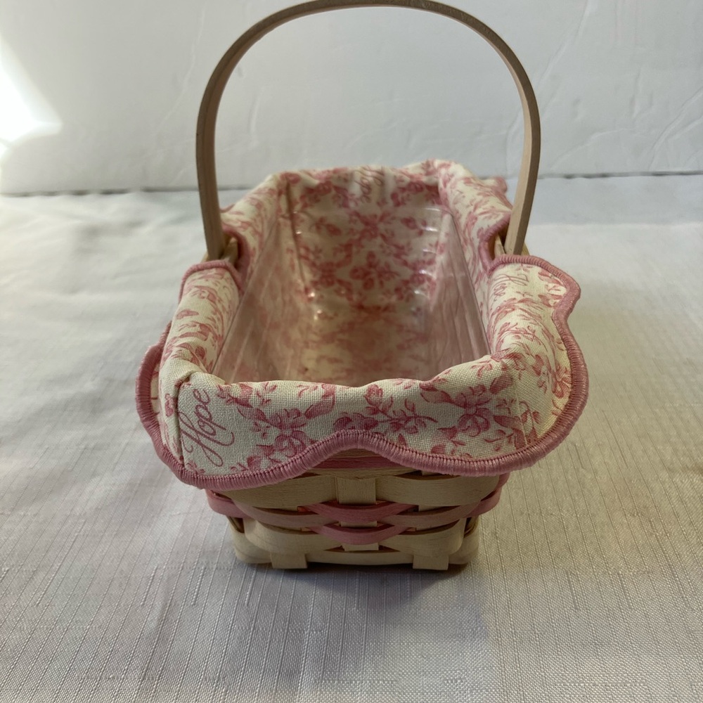 Longaberger Bundle, Breast Cancer Basket W/ Liner & Protector & Tote - Picture 12 of 13
